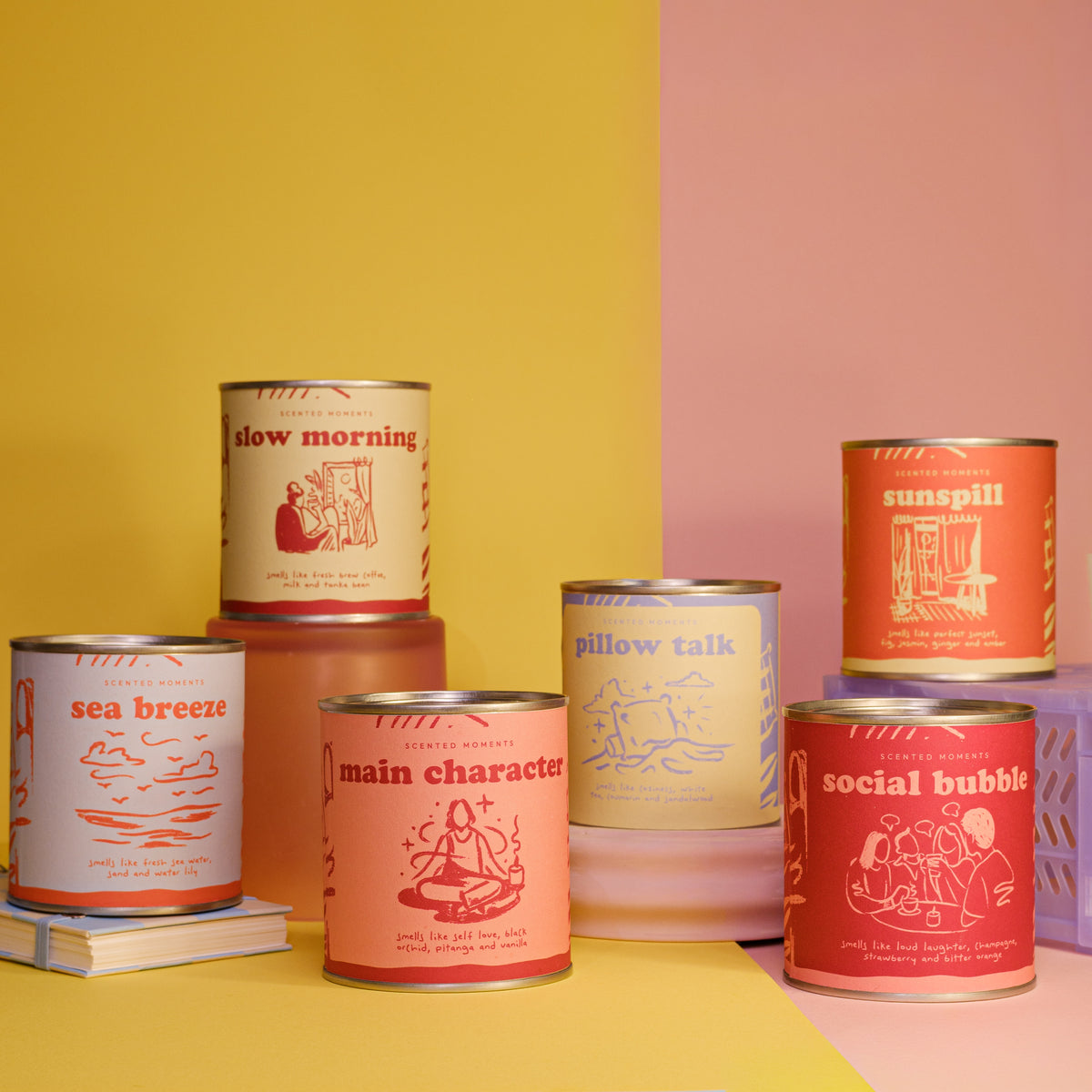 Kit com seis velas aromáticas artesanais da otio candles 